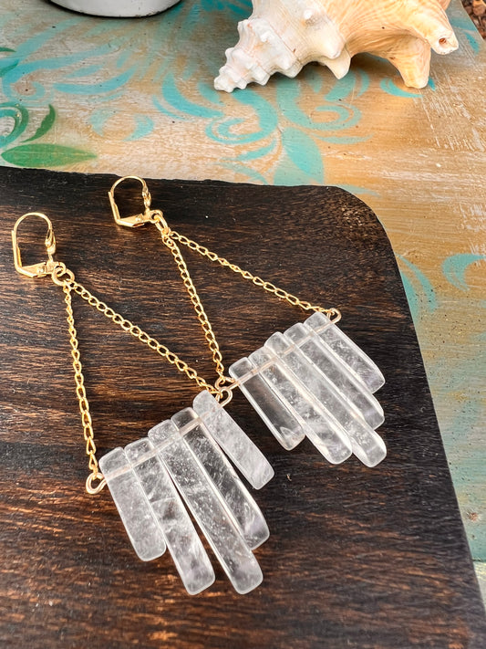 Quartz Crystal Fringe Earrings